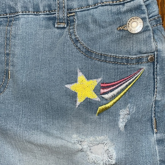 Jordache Denim sequin distressed Overalls with Star Embroidery Size Large - Picture 3 of 9